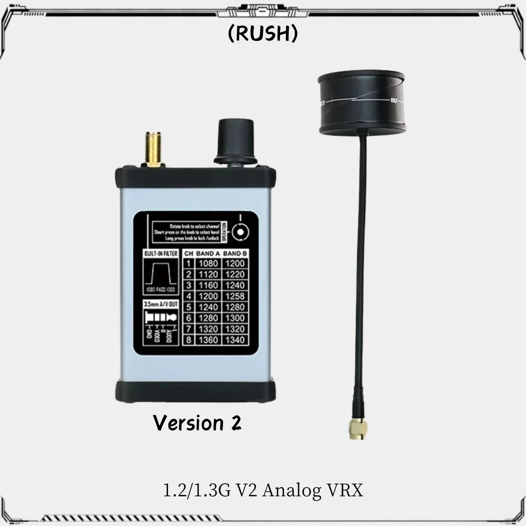 Rush 1,2/1,3G V2 módulo analógico VRX receptor transmisor de vídeo con antena polarizada Circular 7-30V de larga distancia para Dron FPV