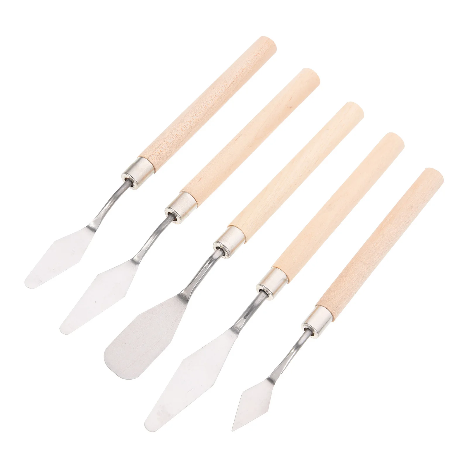 

5Pcs Painting Scrapers Kit Wood Handle Strong Lightweight Drawing Spatulas for Canvas Acrylic Painting Art Craft Work