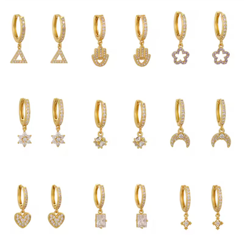 HECHENG, עגילי חישוק קטנים לנשים, תליון CZ Zircon Circle Huggie Ear Buckle Jewelry, סיטונאות