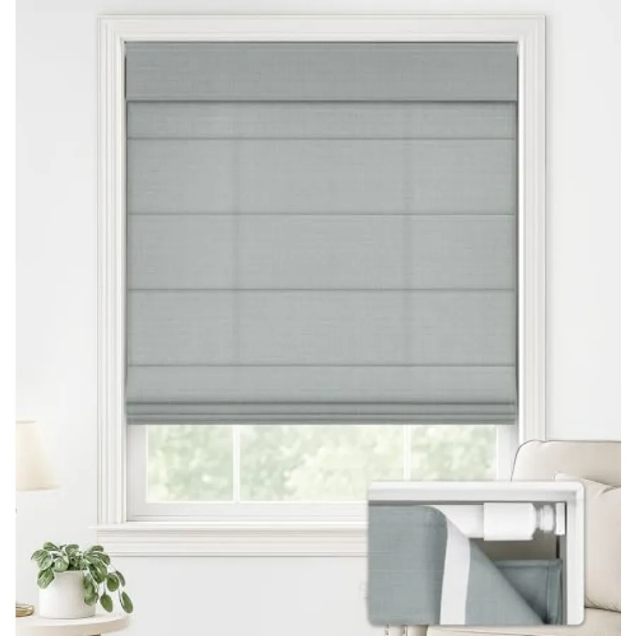 

No Drill Roman Shades for Windows, Cordless Window Shades with UV Protection, Polyester Fabric for Bedroom and Living Room, 33"