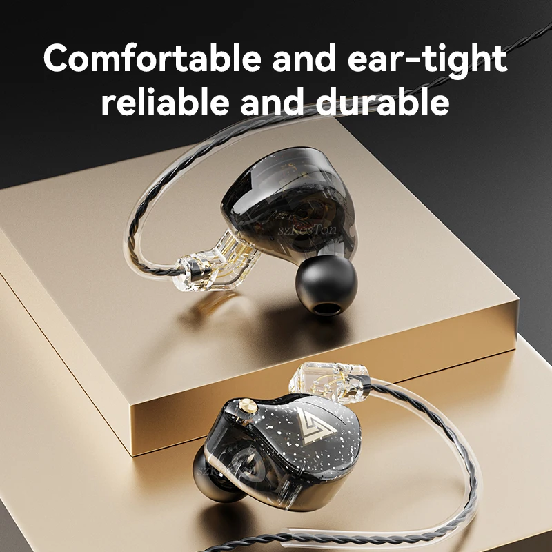 سماعات رأس QKZ AK6 Pro HiFi سلكية أصلية ، وسماعات رأس جهورية مزدوجة ديناميكية مع ميكروفون ، وسماعة رأس موسيقى رياضية للركض للهواتف الذكية ، والكمبيوتر الشخصي