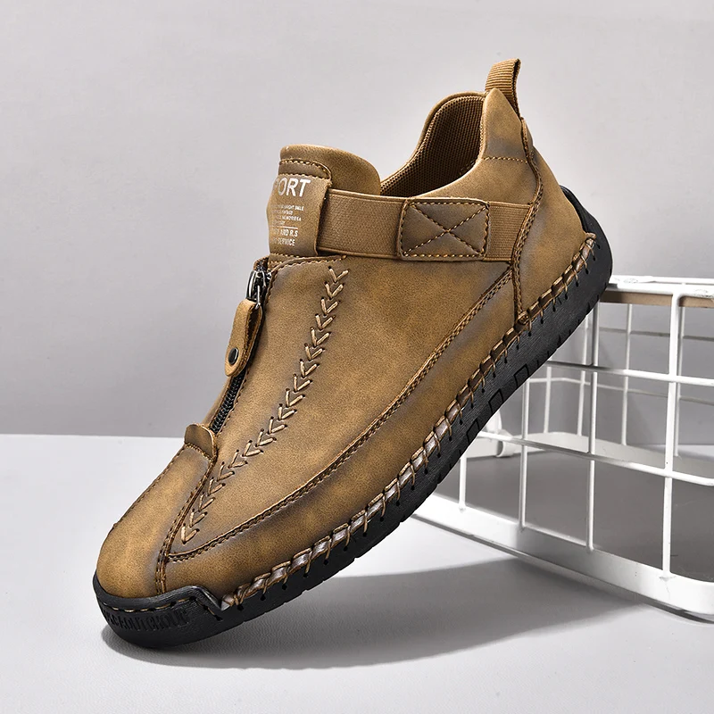 Zapatos informales de cuero hechos a mano, nuevos zapatos deportivos de diseño para exteriores de otoño, zapatos informales, botas de invierno para hombre de talla grande 38-48