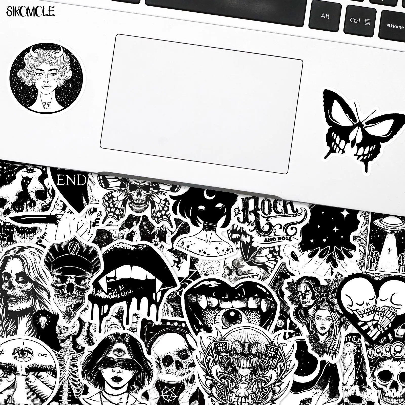 10/30/50/100PCS Cartoon Punk Devil Horror Gothic Graffiti Stickers Black And White DIY Toys Skateboard Laptop Decals Sticker F5