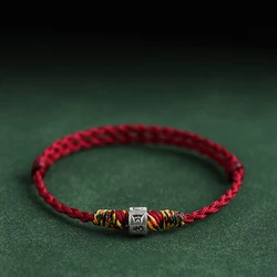 Chinese Lucky Red String Bracelet Tibetan Buddhist Prayer Handmade Yoga Prayer Rope Mala Bracelet for Men Women Adjustable