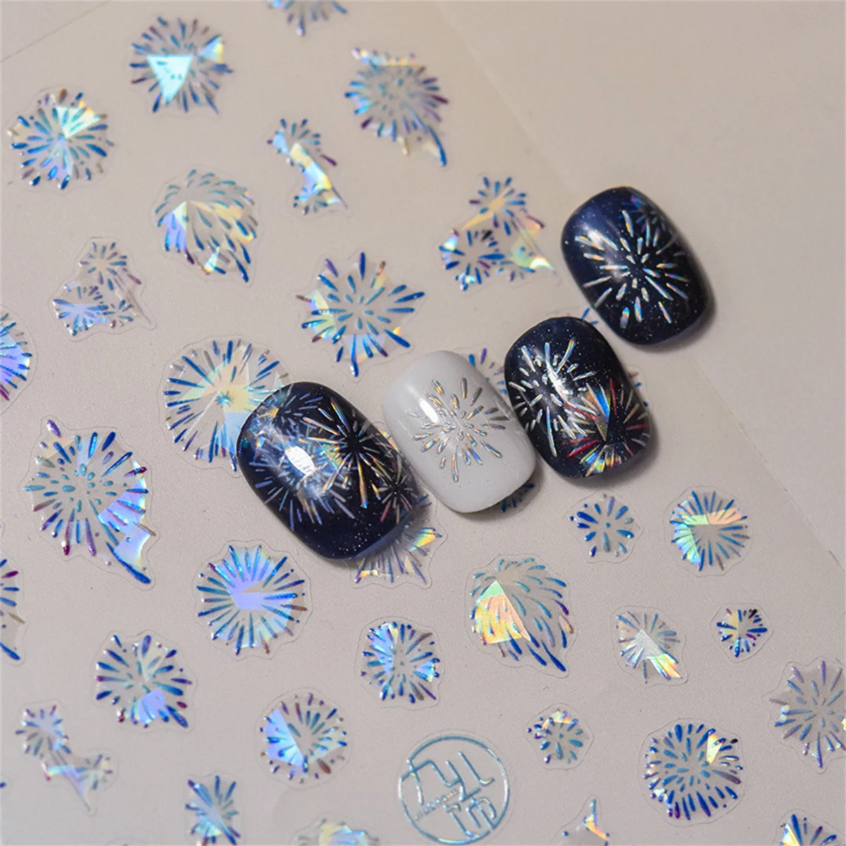 1 stücke 5d Luxus kawaii Feuerwerk Nail Art Aufkleber Neujahr Laser selbst klebend Transfer Nagel Dekoration Slider Aufkleber Zubehör