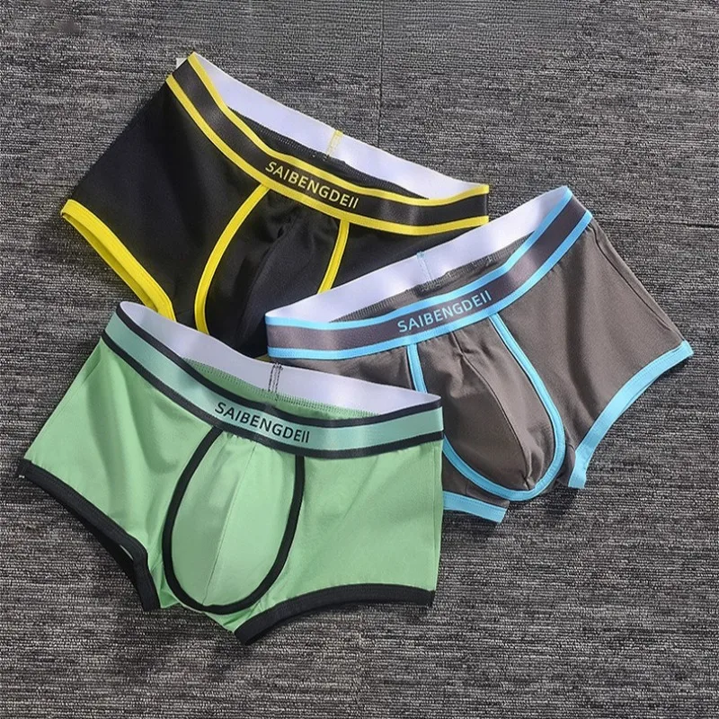 

Underwear U Convex Pouch Men's Breathable Boxer Shorts Cotton Students Panties Mid Waist Trendy Youth Swimming Trunks Plus Size
