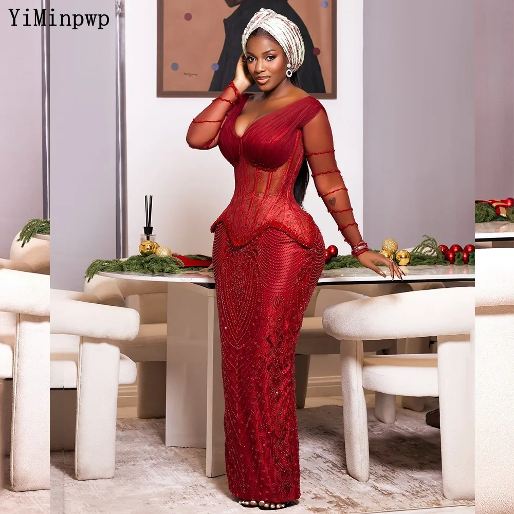 nigerian corset dress Aso Ebi Red Formal Evening Gown for Women 2026 Lace Beading Straight Nigeria Wedding Reception Party Customized short corset gown Best Vibrant Holi Outfits LAST CALL 2023 please choose your standard Size:Custom Sizes