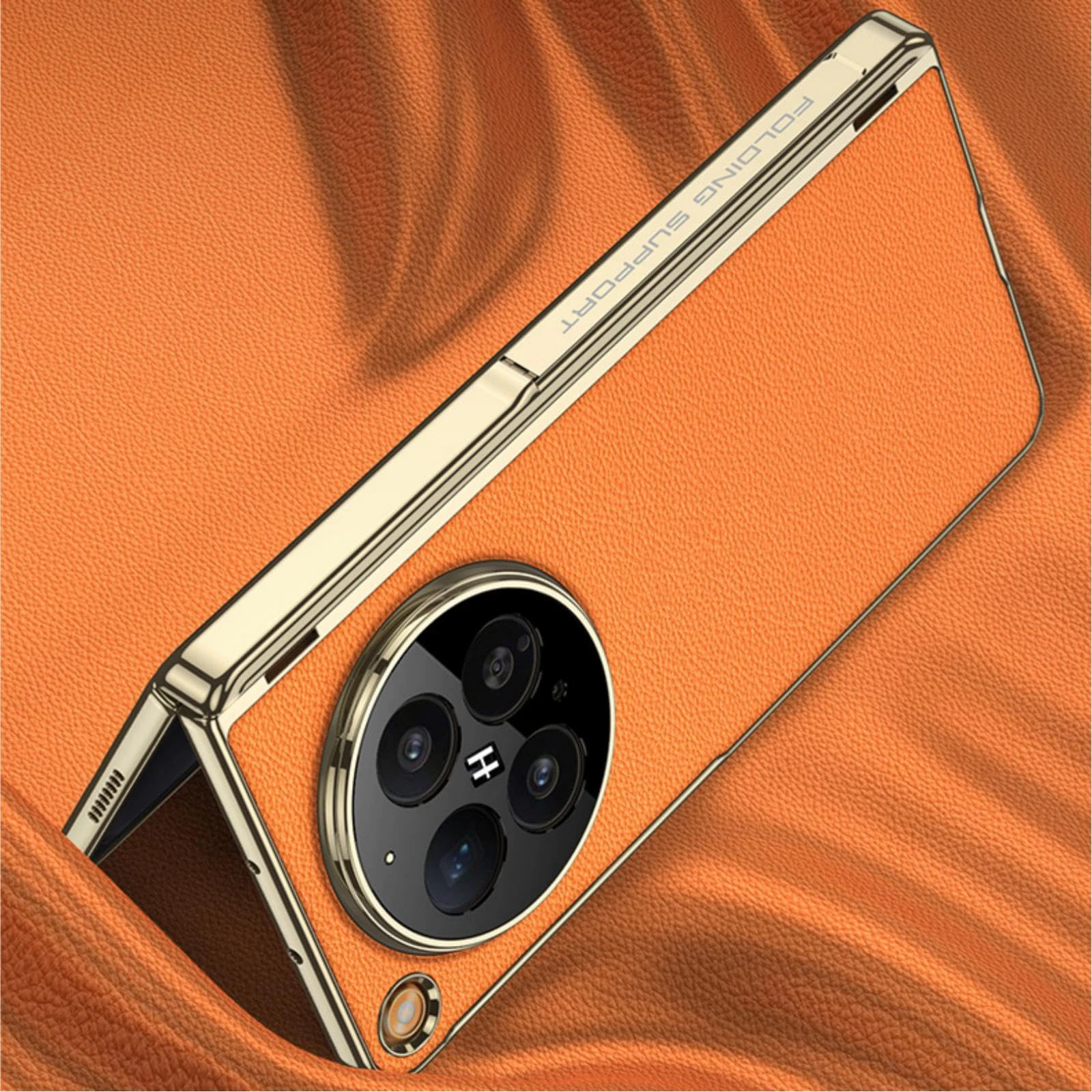 Premium Leather Magnetic Case for Oppo Find N6 Hinge Electroplated Screen Protector Alloy Kickstand Wireless Charging Cover