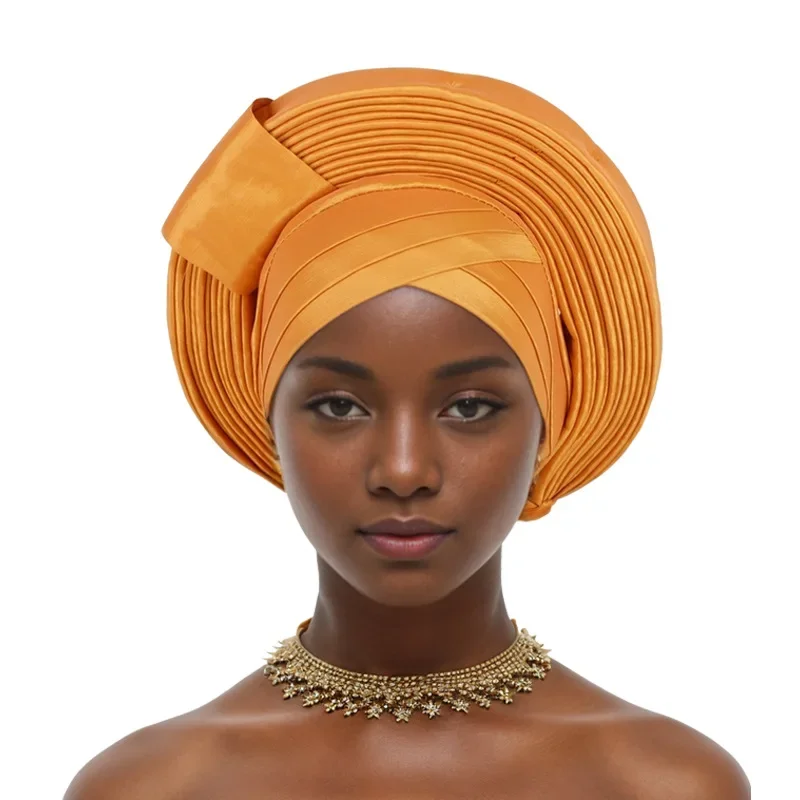 Auto Gele Headtie already Made 2025 Aso Oke Sego Gele Headtie African Hats Turbans Femme Fashion Bonnets Head Wraps High Quality