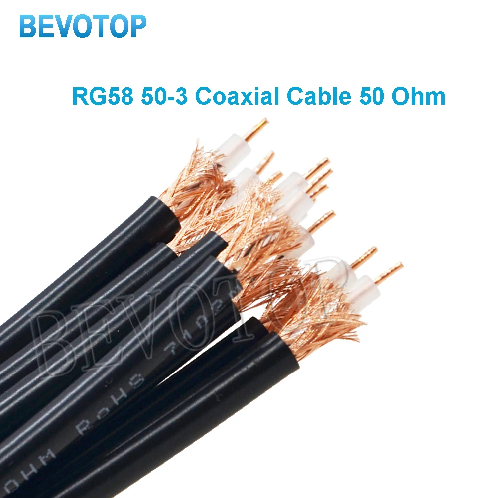 BEVOTOP RG58 Coaxial Cable 50 Ohm 50-3 Low Loss RF Coaxial Cable Pigtail for Crimp RF Wire Connector High Quality Fast Ship