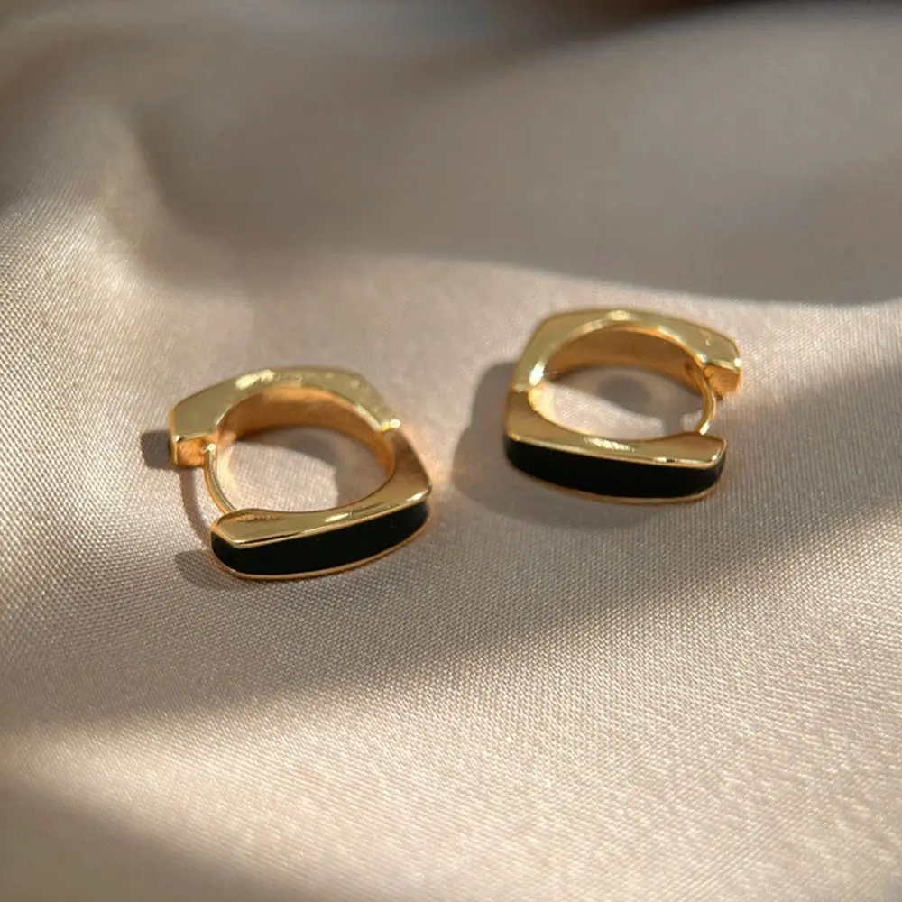 

Minimalist Alloy Square Shape Girl Gift Trendy Dripping Oil Ear Buckles Drop Glaze Korean Style Earrings Women Hoop Earrings