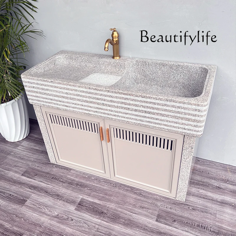 Courtyard granite laundry sink with washboard basin integrated marble laundry pool stone pool