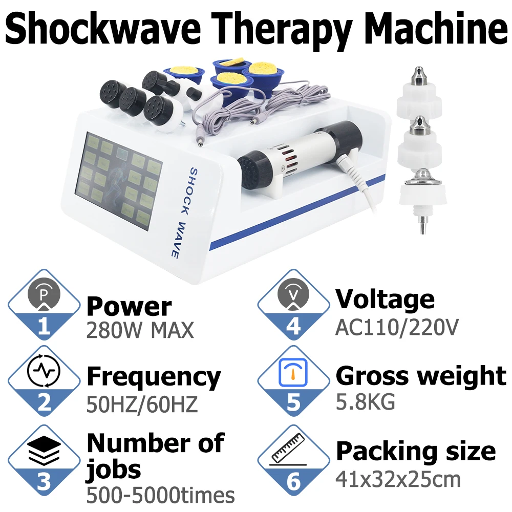 Máquina de terapia por ondas de choque ems eficaz para tratamento ed disfunção erétil alívio da dor muscular 300mj massageador por ondas de choque novo