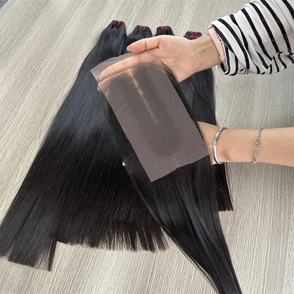 

Millionaire Queen 20A Vietnamese Super Double Drawn Bone Straight Hair Bundles With 2x6 Closure Natural Color Virgin Human Hair