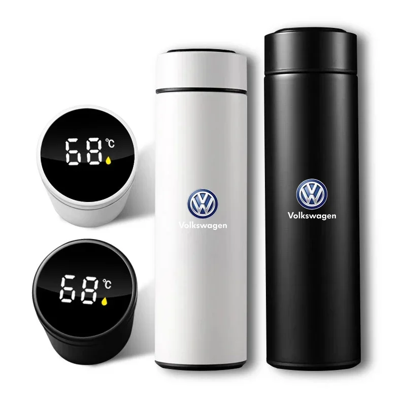 500ml Portable Car Smart Thermos Bottle Temperature Display Cup Coffee Cup For Volkswagen GOLF Polo Tiguan TOURAN CADDY PASSAT