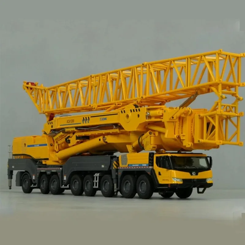 1/50 Machinery 1200 Tons All Terrain Crane Model 8 Axles 2 Cabs Open Counterweight Collection Yellow Gift Diecast Toys Vehicles