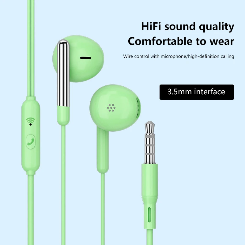 Wired Headphones Stereo 3.5MM IN-Ear Running Music Game Noise Cancel Earphone With Mic Wired Headset For Mobile Phone PC Laptop