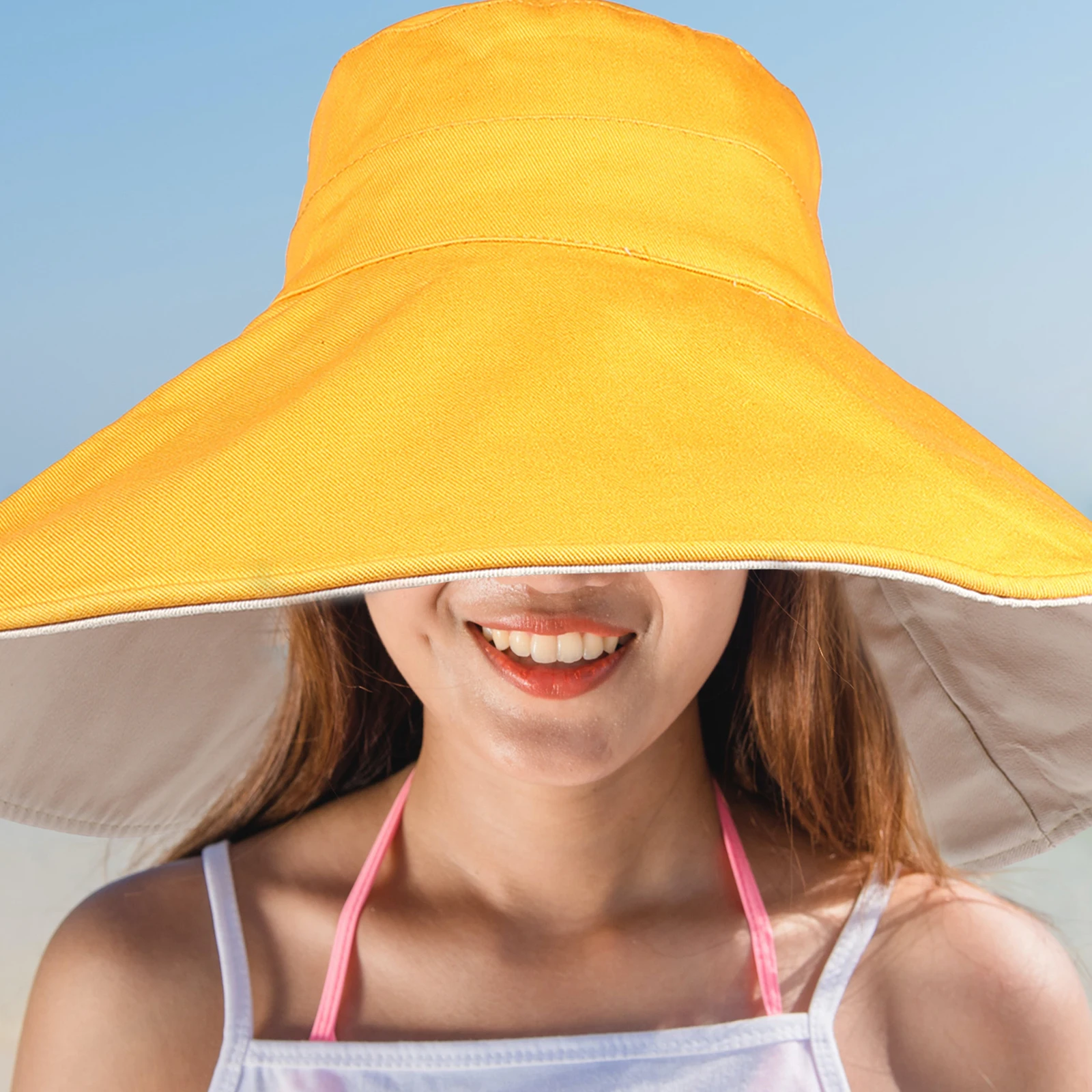

Premium Cotton Dual Side Bucket Hat Anti UV Sun Protection Foldable Fisherman Hat for Beach Camping Travel Photography Daily