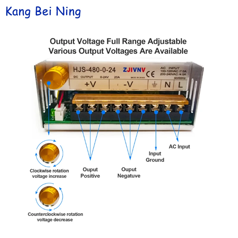 480W digital display switching power supply Adjustable voltage 0-5V 12V 24V 36V 48V 60v 80V 120v 220v 300V, 24v 20A, 48V 10a