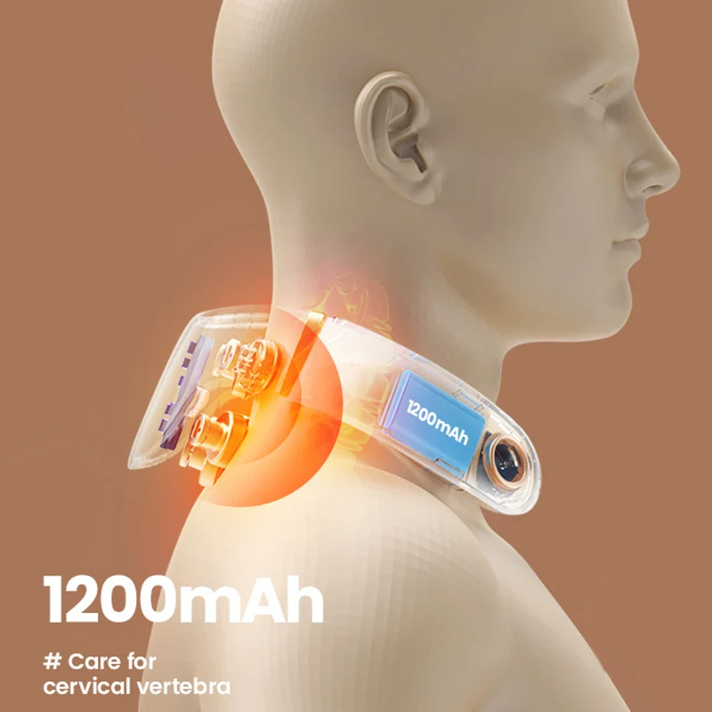 6 массажных головок EMS, интеллектуальный массажер для шеи, красный свет, тепло, вибрационный массажер для глубоких тканей для облегчения боли в шее, шейный массаж
