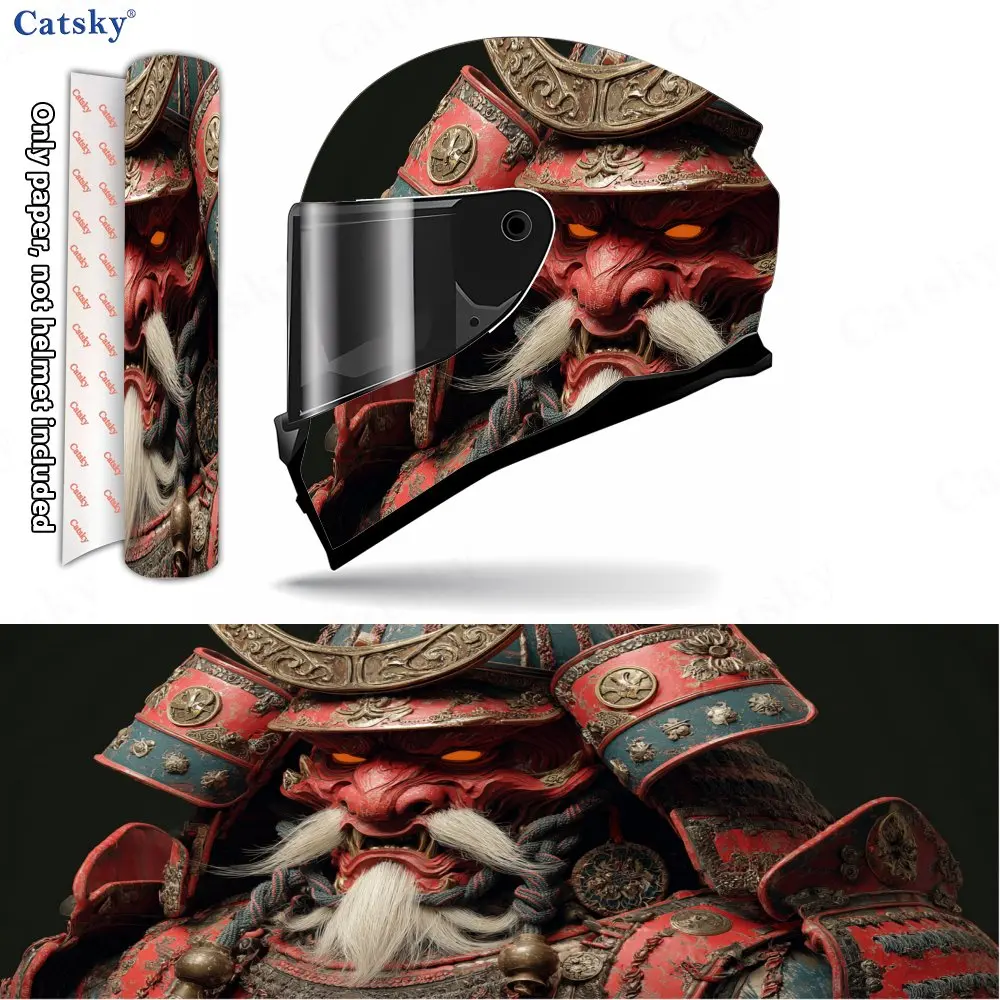 Samurai Print Helmet stickers , PVC Material Multifunctional Helmet Stickers, Scratch-Resistant & Fade-Proof, Easy to Stick No