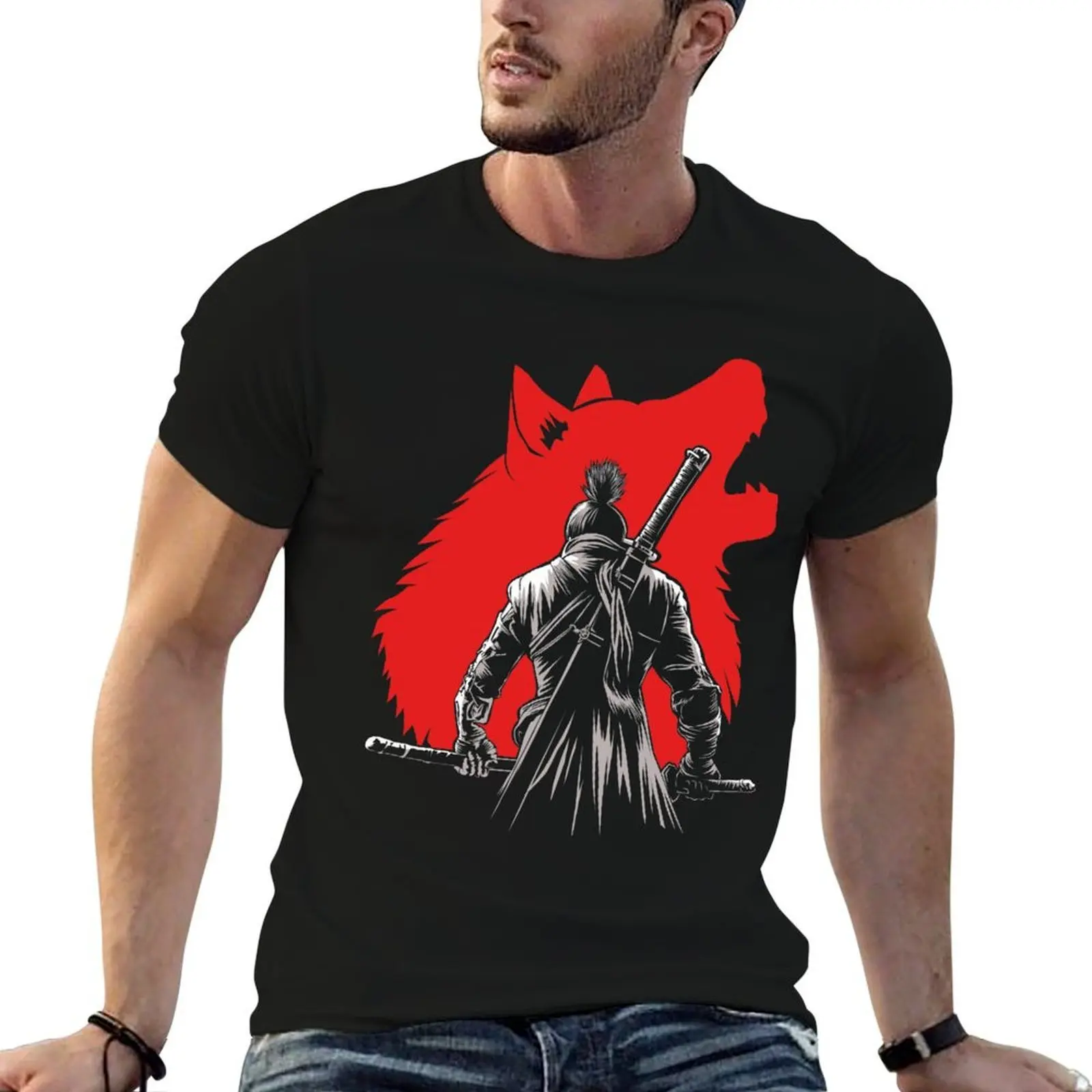 The One-armed Wolf T-Shirt boys whites Aesthetic clothing mens graphic t-shirts pack