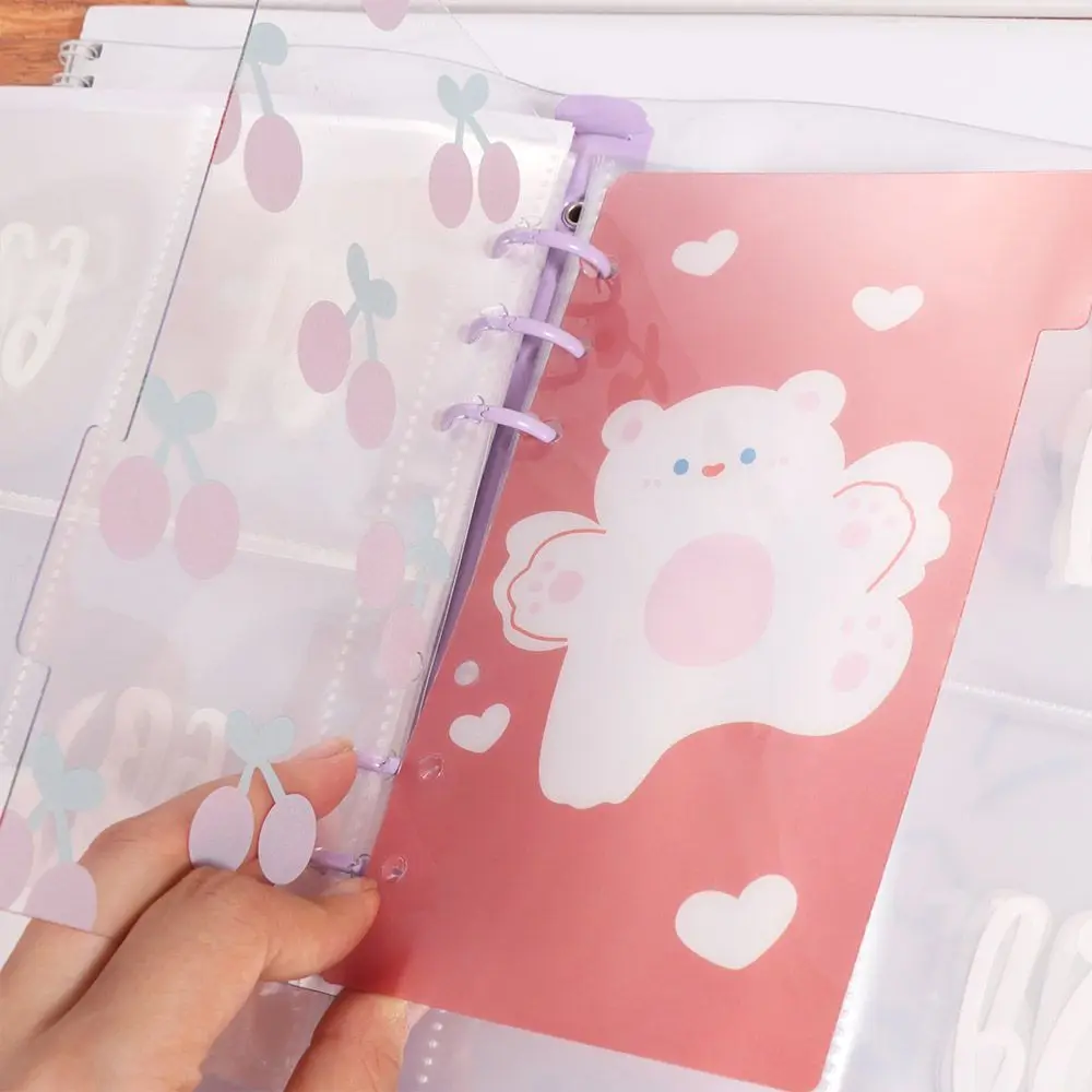 5Sheets A6 Loose-Leaf Notebook Refill Paper Bear Flower Spiral Binder Divider Page Separator Indexing Cards
