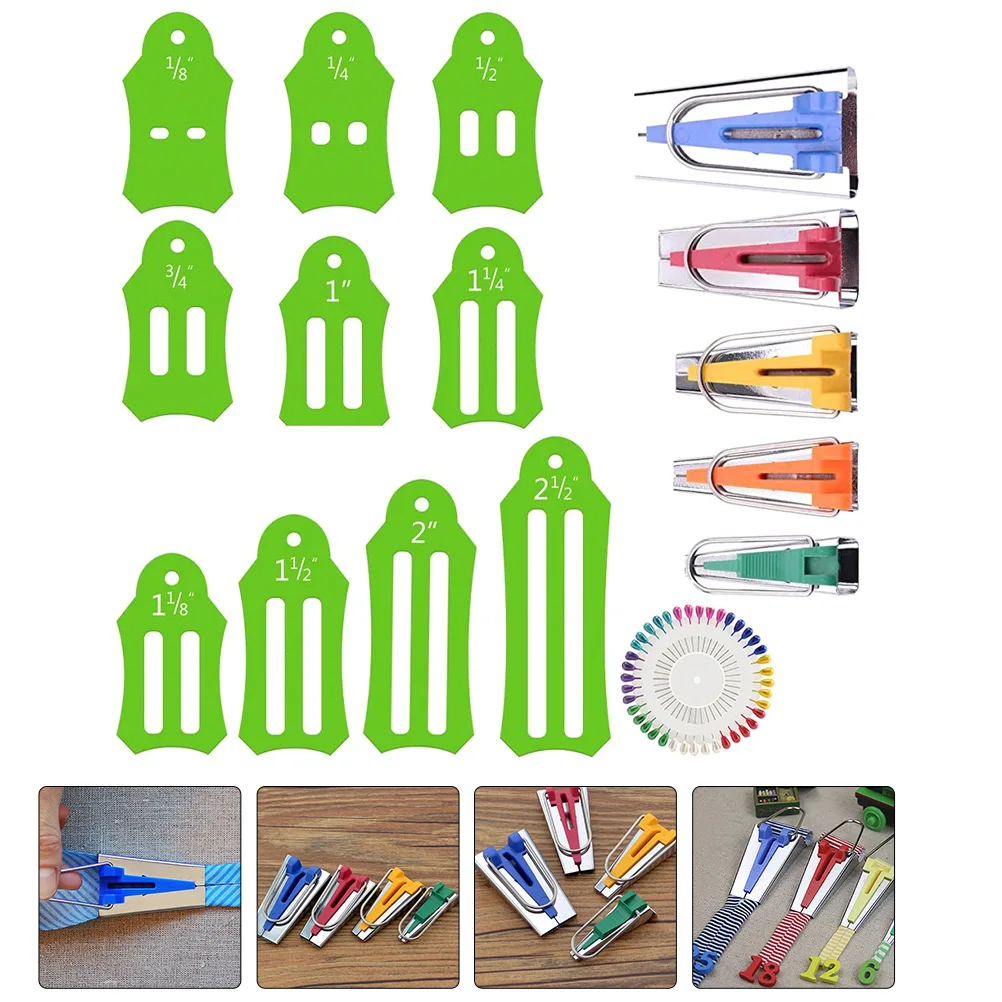

Fabric Edge Wrapper Tool Set Bias Tape Makers Sewing Quilting Tools Plastic Binding Maker For Dressmaking Craft Projects Elastic