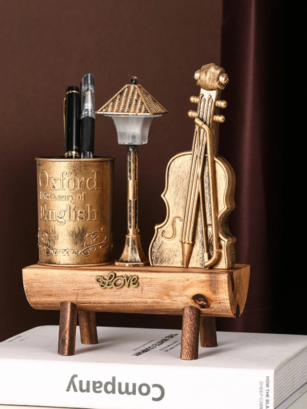 

Creative violin, windmill, small night light, ambient light, desktop decoration, pen holder, classmate, couple gift, holiday gif