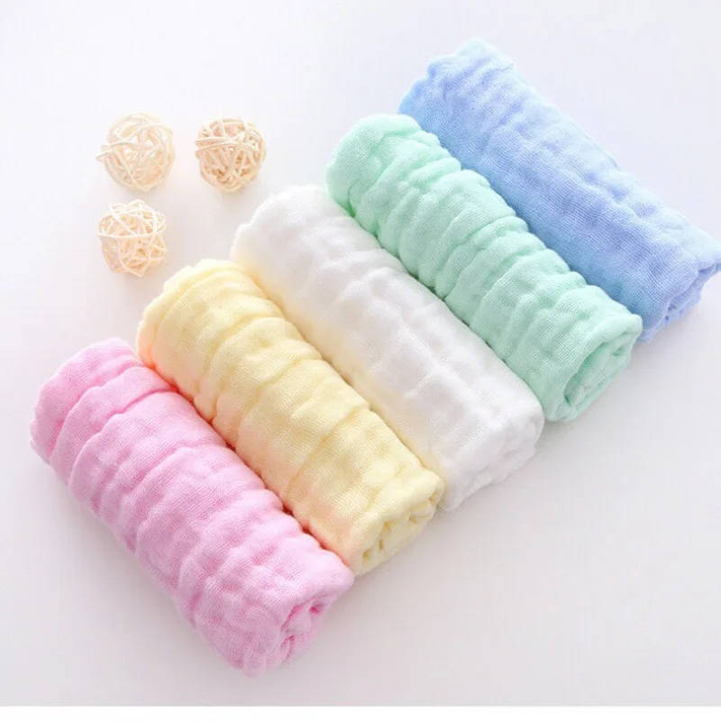 1-5Pcs 25x25cm Baby Towel Bath Towels Face Washcloth Muslin Squares Cotton Hand Wipe Gauze for Bathing Feeding Kids Handkerchief