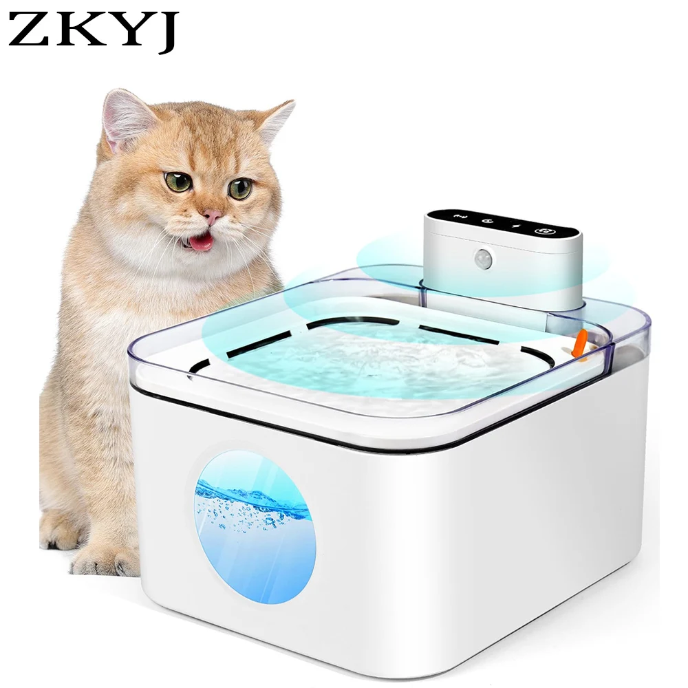 3L Wireless Cat Water Fountain Automatic Pet Water Feeder 5200mA Rechargeable Dog Water Fountain Built-in Battery Sensor System