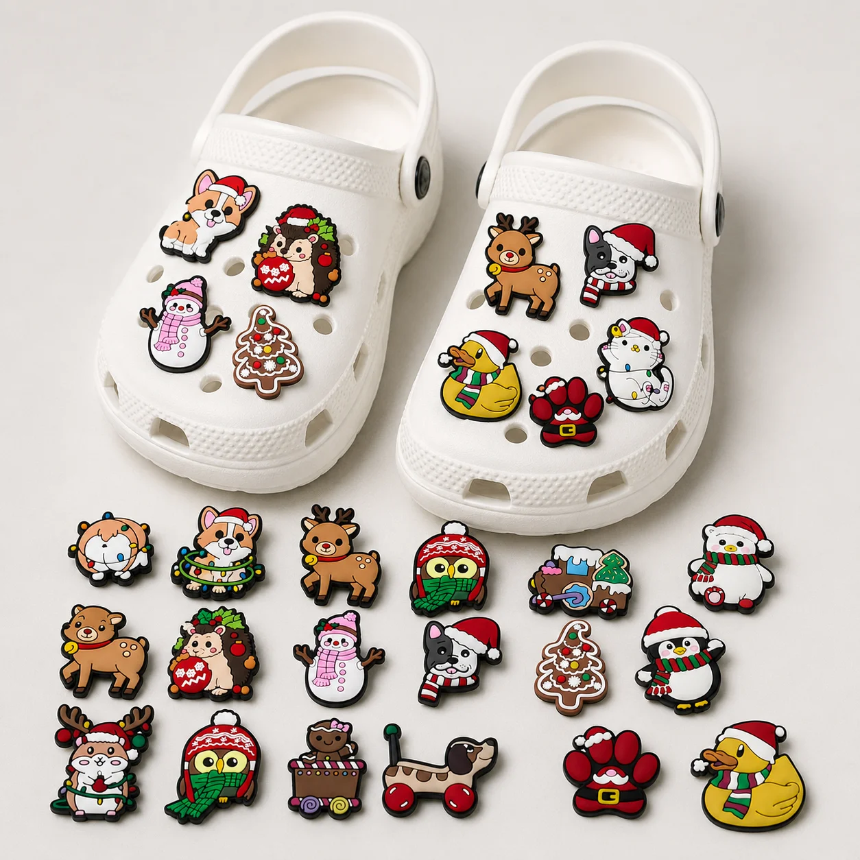 1/20pcs Christmas Animal Pins for Kids Men Women Shoe Charms Xmas Deer Cat Dog Party Accessories Shoe Decorations Clog Buckle