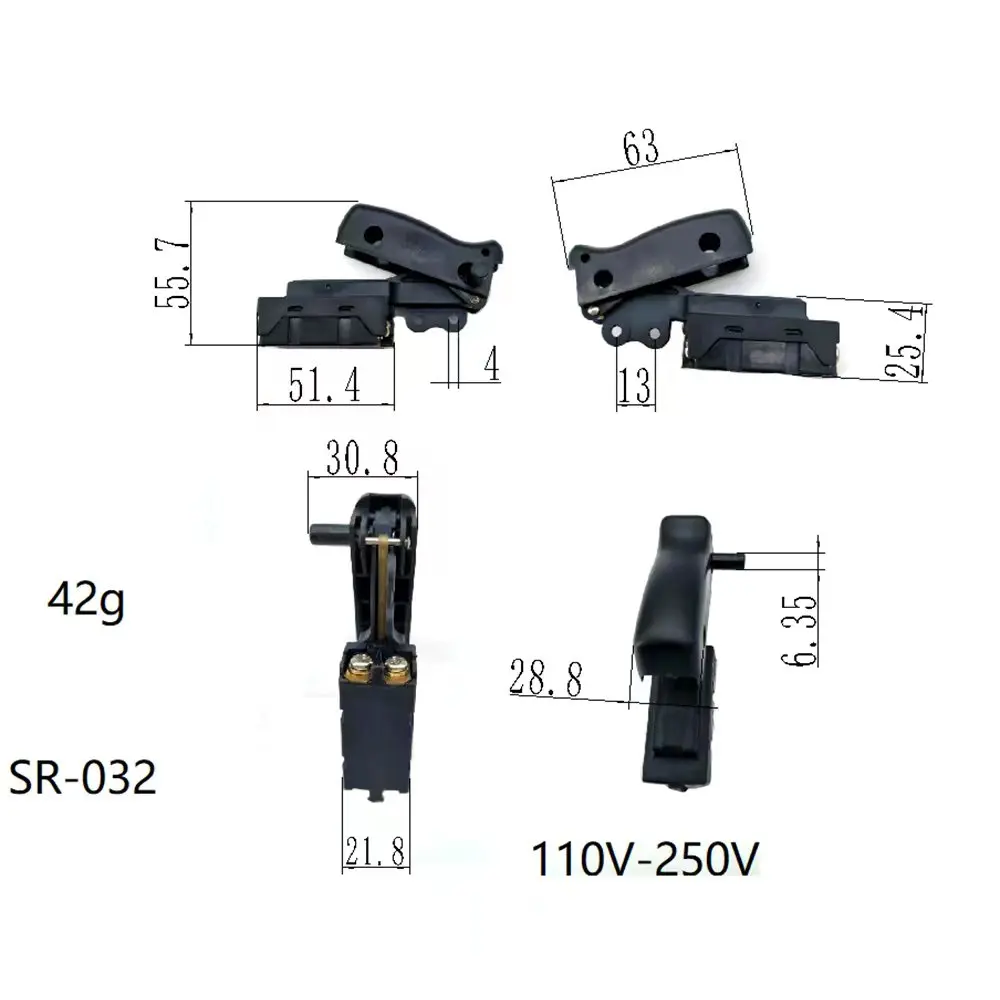 1PC 2NO AC 250V 10/15A Power Trigger Switch for Hitachi 180 Angle Grinder SR-010/032/041/043/036/042