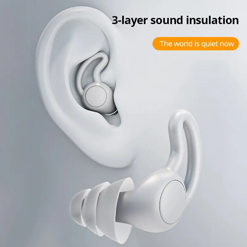 Soundproof Earplugs Three Layer White Silicone Earplugs Waterproof Swimming Earplugs Sleep Noise Reduction