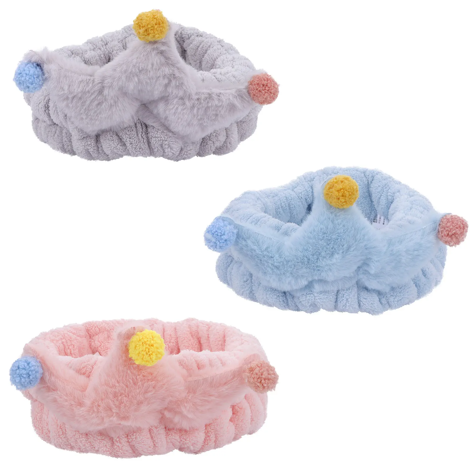 

3pcs Coral Fleece Headb s Women Elastic Facial Makeup Spa Yoga Running Adjustable Comfortable Breathable Hairb s