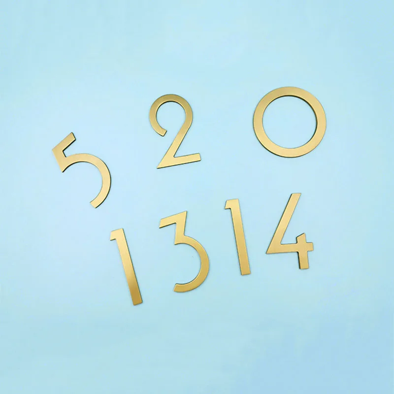 Brass Arabic Figures Gold Numbers for Door DIY Doorplate 0~9 Number Wall Sticker 5cm/8cm Solid Brass House Number Home Hardware