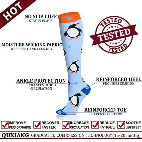 1Pair New Compression Stockings 20-30Mmhg Knee High Sports socks Fit Medical Varicose Veins Pregnant  Edema Diabetes Circulation