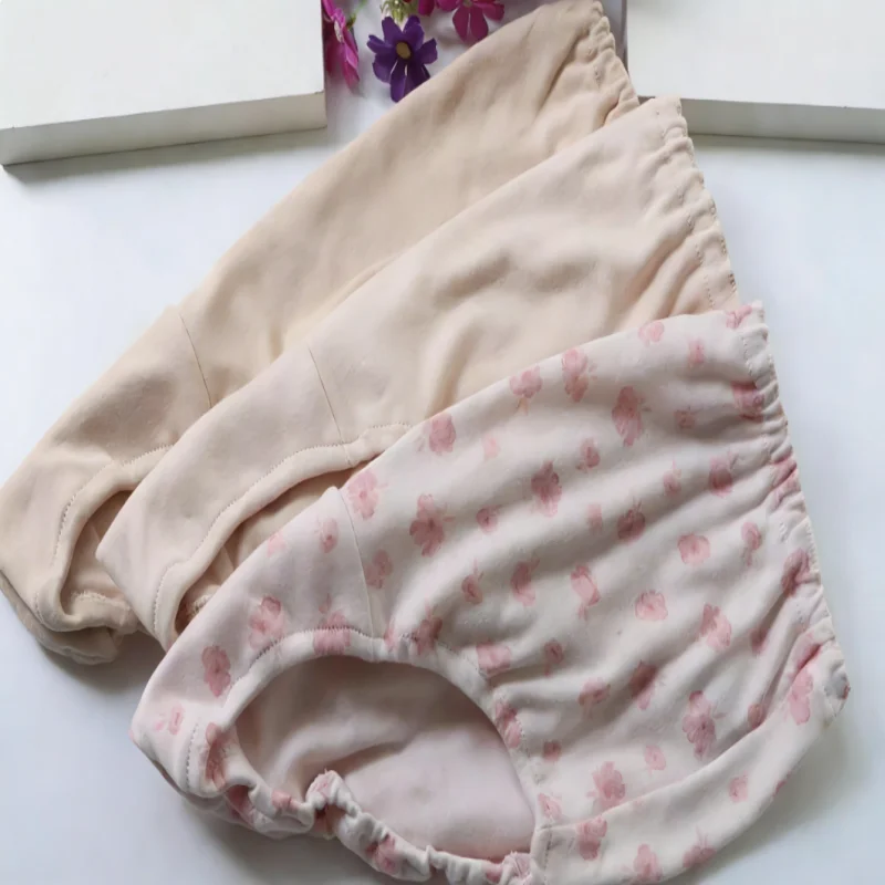 100% Cotton Women Underwear Mid Waist Comfortablet Soft Wrapped Buttocks Bread Pants Adult ABDL Absorb Sweat Intimates Briefs