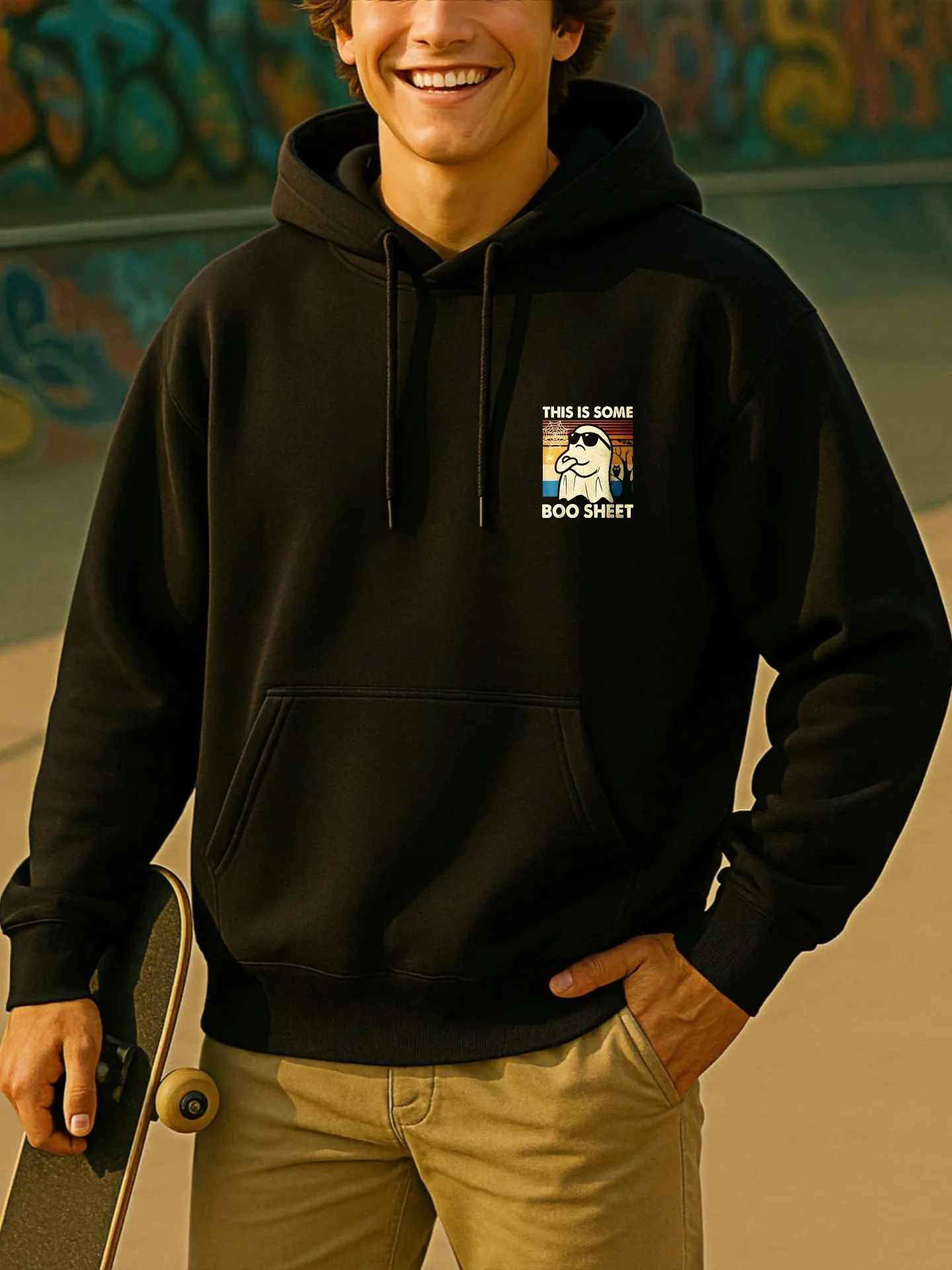 هوديي برسومات جرافيك للرجال، طباعة كرتونية، نمط كاجوال، مبطن بالصوف، للرجال، للارتداء اليومي #3