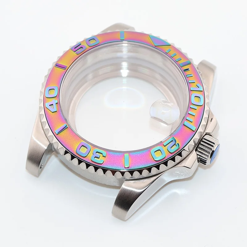 40MM Silver Yacht Master NH35 NH36 NH34 Watch Cases for Seiko Mod Automatic Mens Wristwatc Replacement Parts