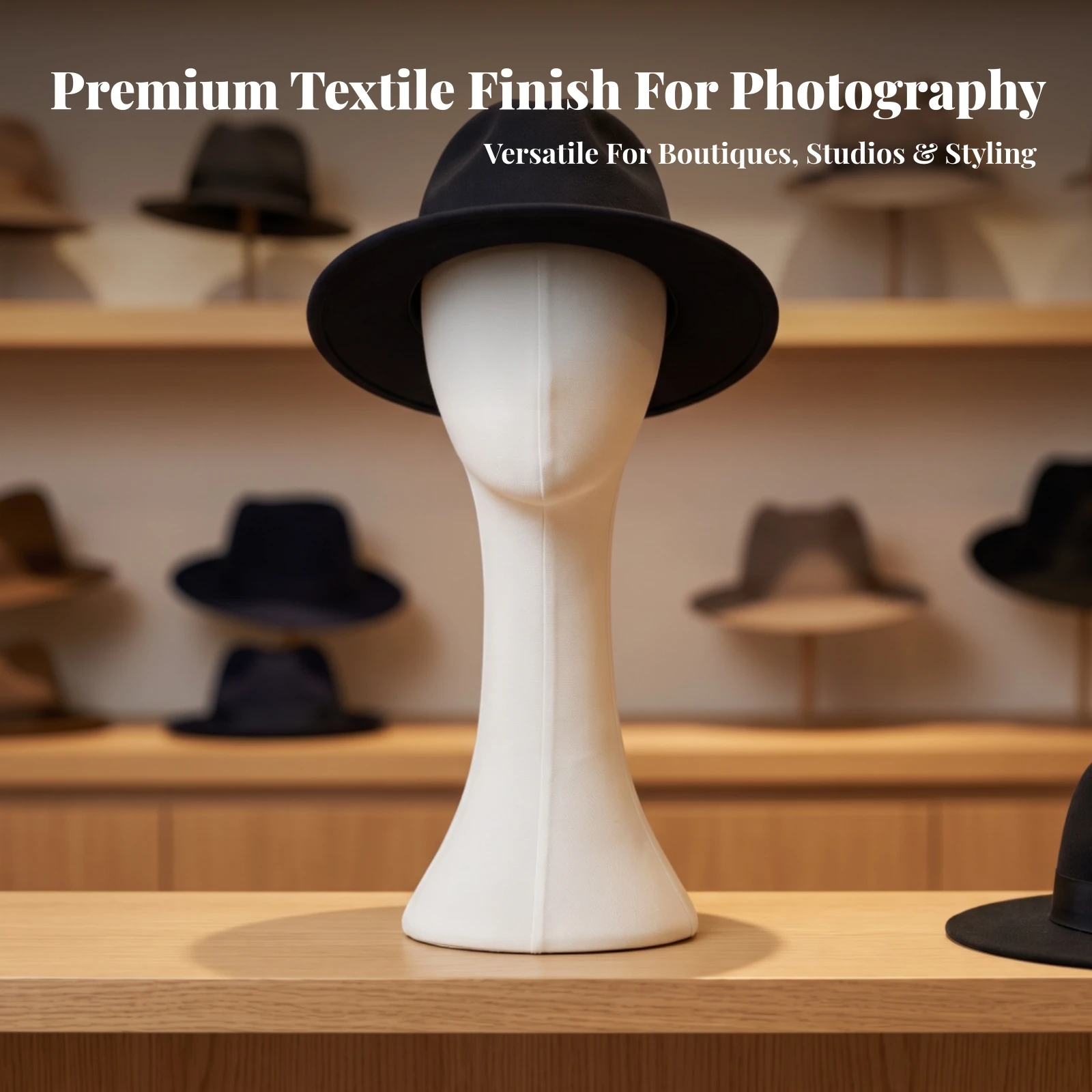Mannequin Lightweight Hat Display Stand Faceless Foam Head for Milliners, Photography Studio, Countertop
