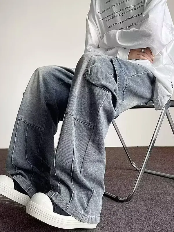 

Мужские джинсы в американском ретро-стиле, свободные прямые брюки, повседневные длинные штаны, весенний тренд, брендовая молодежная одежда