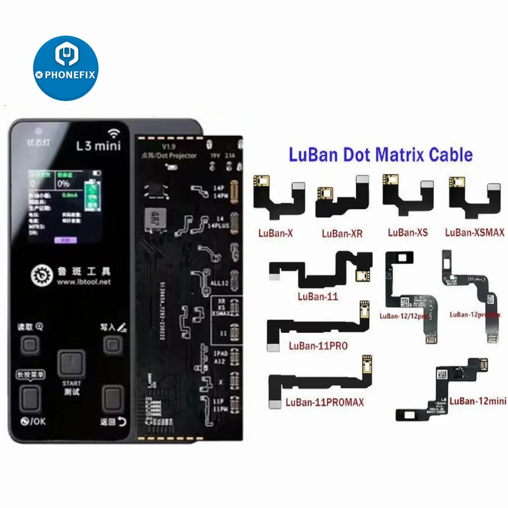 Luban L3 Mini Dot Projetor Programador Dot Matrix Flex Cable Read & Write Reparação de Bateria Para iPhone 6- X XS XR XSMAX 11 12 13 14