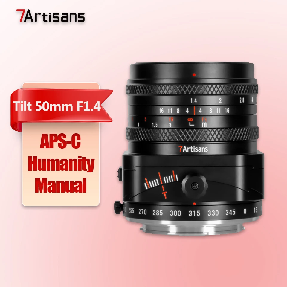 7Artisans APS-C 50 mm F1.4 Tilt Shift-cameralens voor portretfotografie met Sony E Fujifilm XF M43 A7RIII XT-100 M43-mount