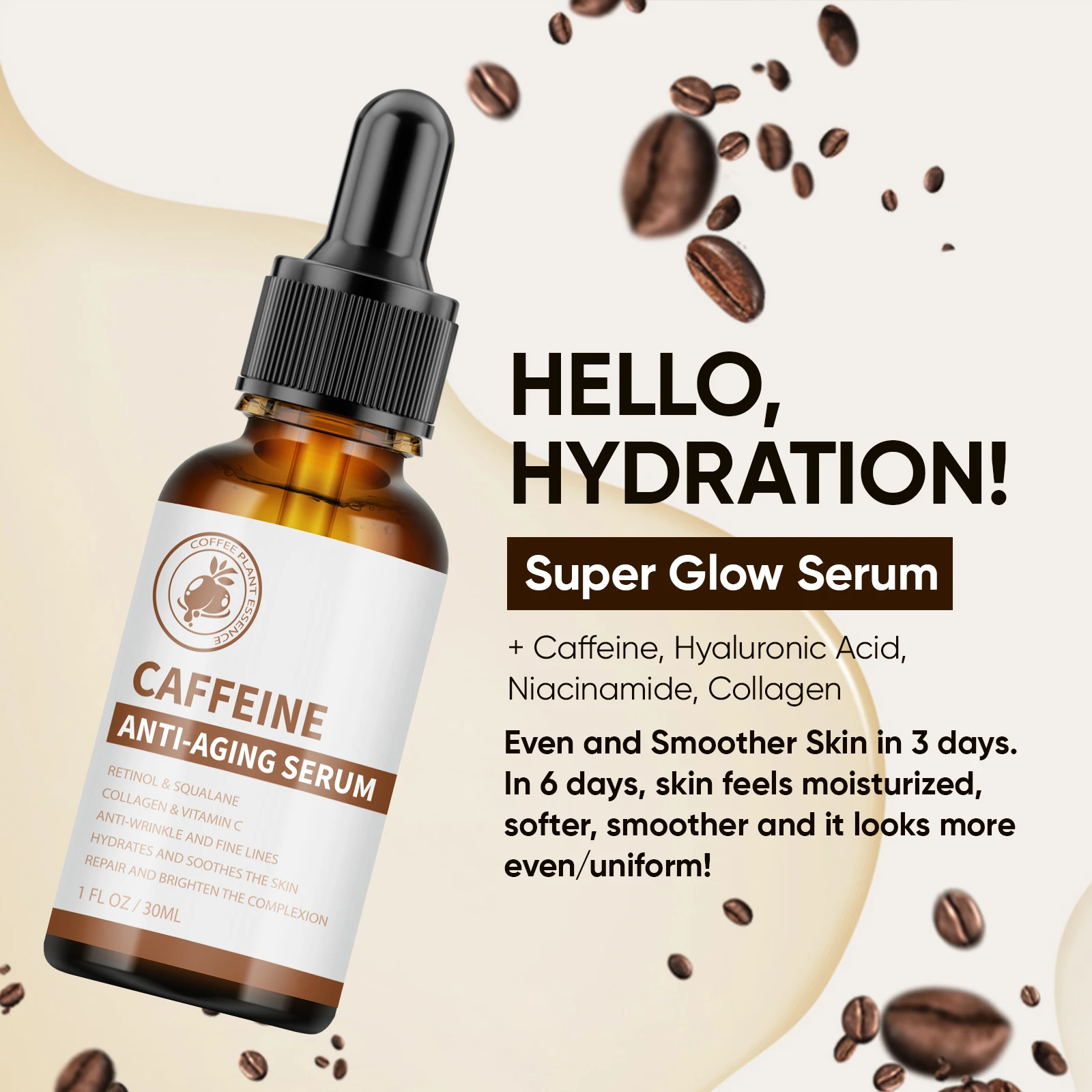 

Coffee Facial Essence Anti-wrinkle Firming Serum Retinol collagen Anti-wrinkle Water Replenishment Whitening Korean Skincare