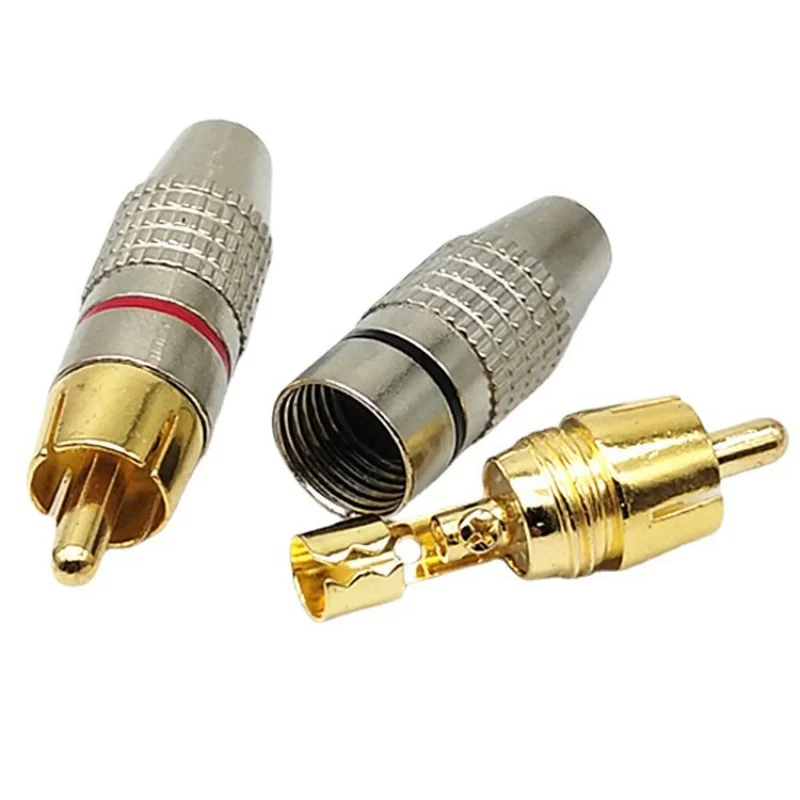 270 No-Solder Lotus Head Audio Video RCA Plug Monitoring Video Head Cable Connection Plug for Home Security Camera Systems