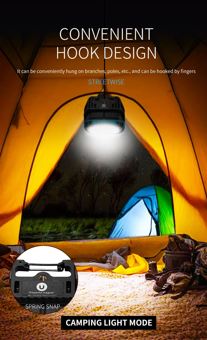 Tragbare LED-Scheinwerfer Laterne starkes Licht Taschenlampe Outdoor Camping Angeln Notfall wiederauf ladbare magnetische Arbeits lampe w892 – Detail 10