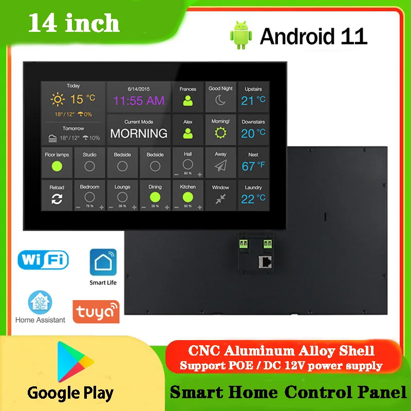 2024 New 14 Inch POE Tablet Smart Home Control Panel Android 11 OS Touch Screen Wall Mount Tablet RS485 for 86 Wall Mount Box