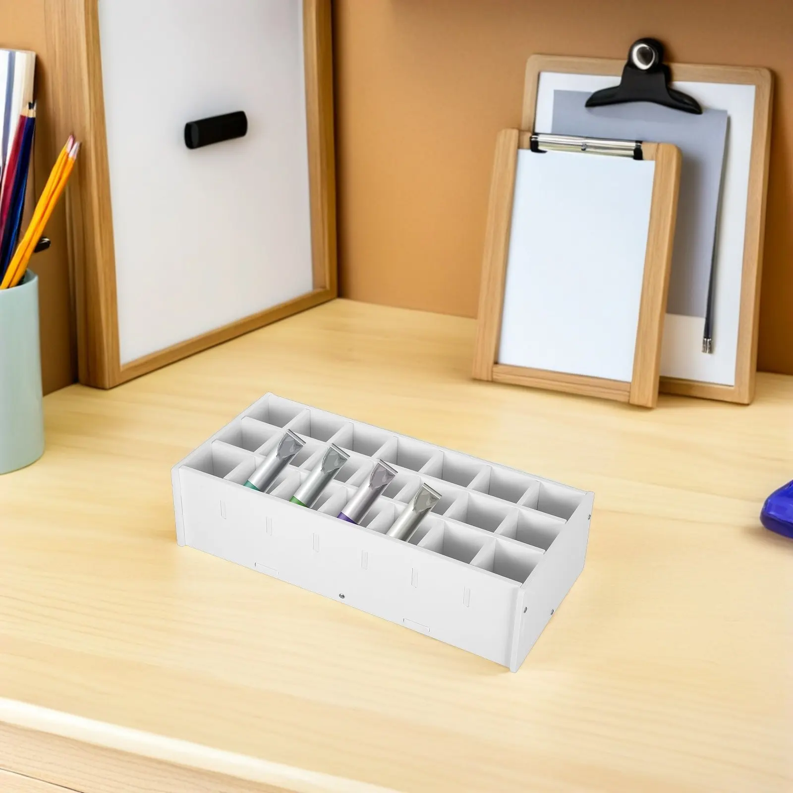 Desktop Paint Storage Rack Wooden Multi-Slots Holder Organizer for Paint Tubes Pigment Bottles Anniversary Gift for Her