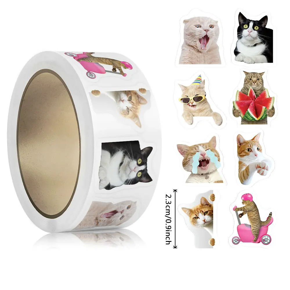 New Cute Cat Nursery Reward Stickers Children's Cartoon Animal Stickers DIY Creativity Self-Adhesive Label Encourage Supplies